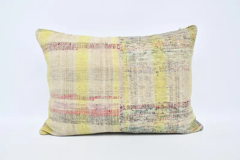 Kilim Cushion Sham, Cushion, Retro Throw Cushion Case, Meditation Cushion, Turkish Pillow, 20x28 Yellow Pillow, Boho Pillow - 1