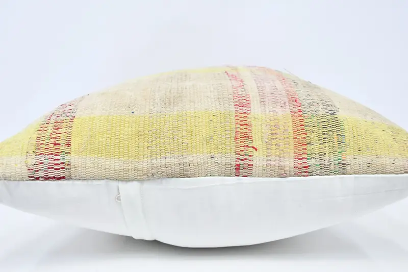 Kilim Cushion Sham, Cushion, Retro Throw Cushion Case, Meditation Cushion, Turkish Pillow, 20x28 Yellow Pillow, Boho Pillow - 5