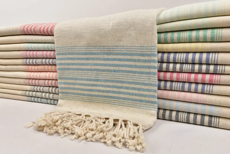 Summer Towel, Yoga Towel, Best Beach Towel, Eco-Friendly Turkish Towel, Travel towel, Beach Towel Bulk, 80x40 Linen Striped Towel, Personalised Gift - 2