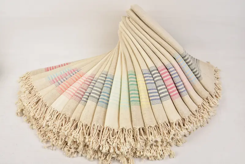 Summer Towel, Yoga Towel, Best Beach Towel, Eco-Friendly Turkish Towel, Travel towel, Beach Towel Bulk, 80x40 Linen Striped Towel, Personalised Gift - 4