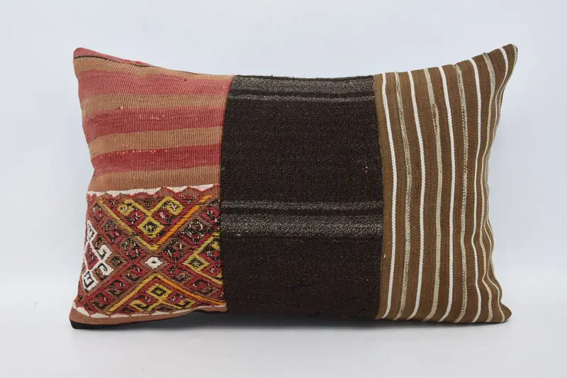 Cushion Cover, Vintage Pillow, Oriental Pillow Sham, Boho Pillow Sham Cover, 16x24 Brown Cushion, Garden Pillow Sham, Kilim Cushion Sham - 1