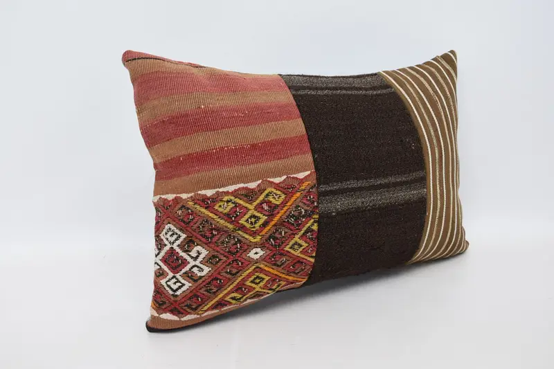 Cushion Cover, Vintage Pillow, Oriental Pillow Sham, Boho Pillow Sham Cover, 16x24 Brown Cushion, Garden Pillow Sham, Kilim Cushion Sham - 3