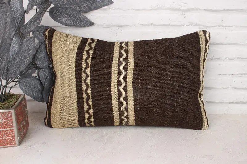 Bench Cushion, Bohemian Cushion Cushion Cover, Home Decor Pillow, Handmade Kilim Cushion, 12x20 Beige Pillow Case, Cushion Cover, Boho Pillow - 1