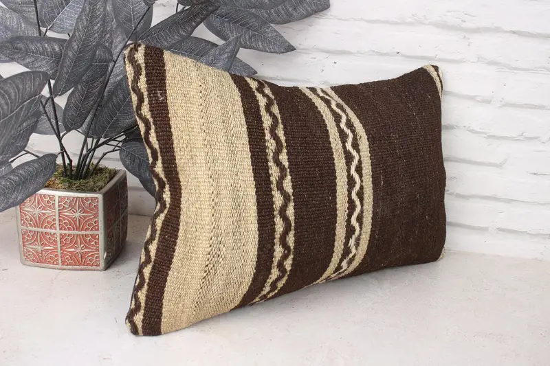 Bench Cushion, Bohemian Cushion Cushion Cover, Home Decor Pillow, Handmade Kilim Cushion, 12x20 Beige Pillow Case, Cushion Cover, Boho Pillow - 3