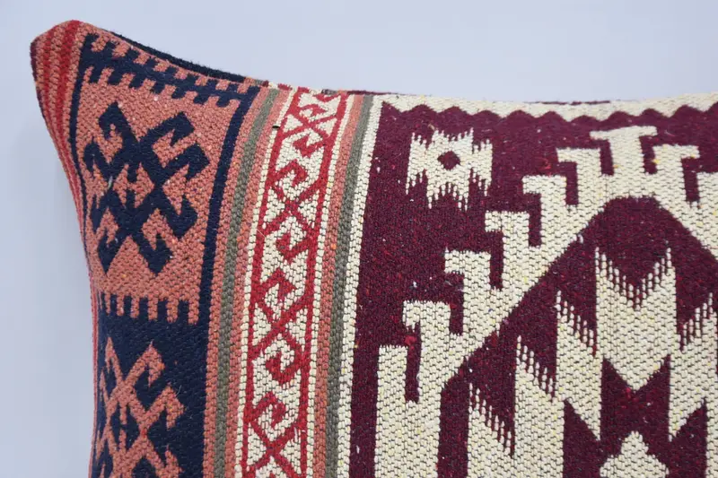 Designer Throw Pillow Case, 20x28 Red Pillow, Vintage Kilim Throw Pillow, Car Cushion, Muted Cushion Cover, Pillow Case, Gift Pillow, Turkish Pillow - 2