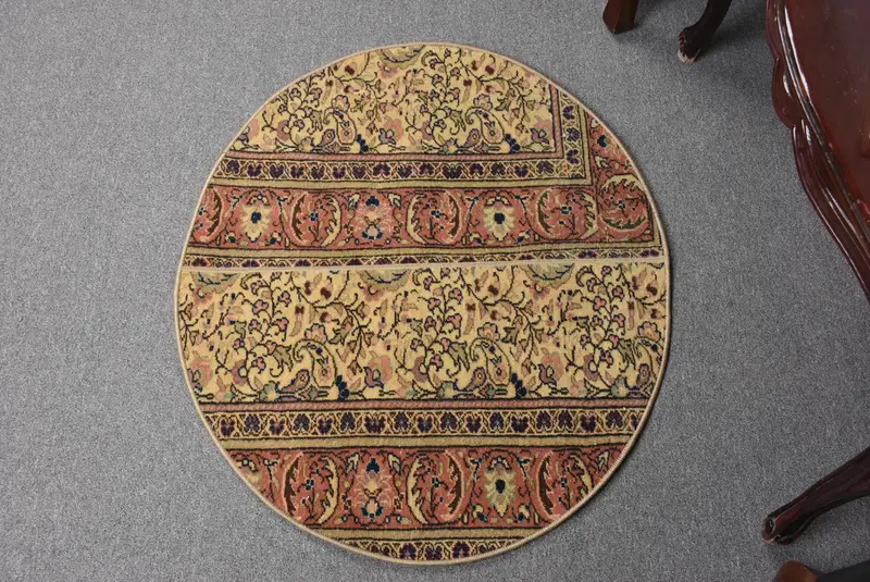 Beige & Red Striped Rug, 2.4x2.9 ft Chic Decor