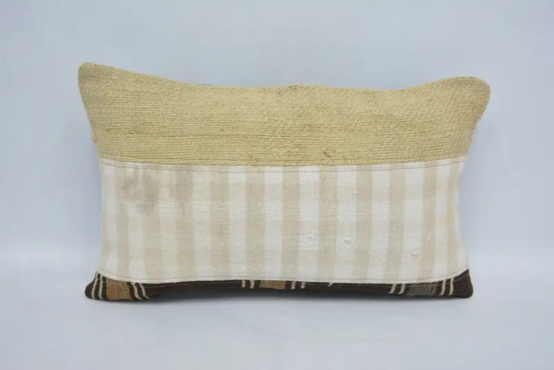 Kilim Cushion Sham, Ethnic Pillow Cover Pillow Sham, 12x20 Beige Cushion Cover, Boho Pillow Sham Cover, Antique Pillows, Cushion Cover - 1