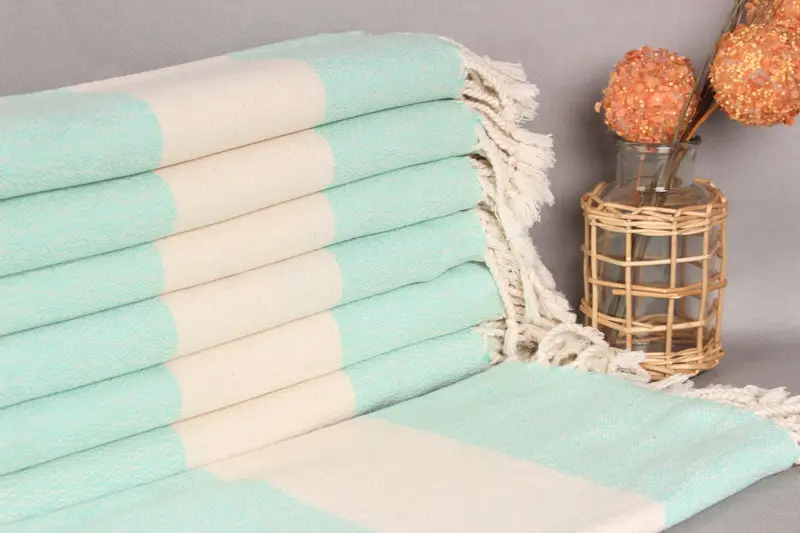 Mint Cotton Towel Organic, Beach Towel Beige, 36x67 Inches