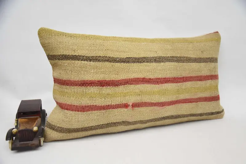 Antique Pillows, 12x24 Beige Pillow Cover, Kilim Cushion Sham, Kilim Rug Pillow Sham, Vintage Pillow, Pillow Cover, Yoga Pillow Case - 2