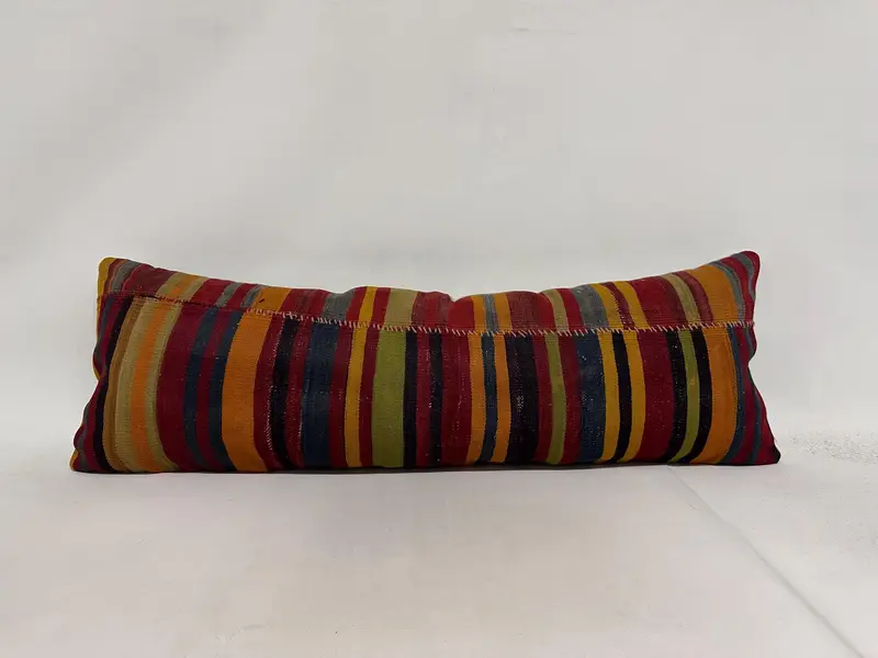 Knitted Pillow Case, Cushion Cover, Turkish Kilim Pillow, Boho Pillow, 16x48 Red Cushion, Vintage Kilim Throw Pillow, Bolster Throw Pillow Case - 1