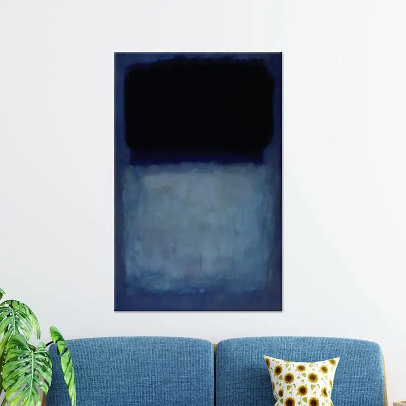 トレンディなロスコ ブルー & ブラック キャンバス プリント - ミニマリスト アート