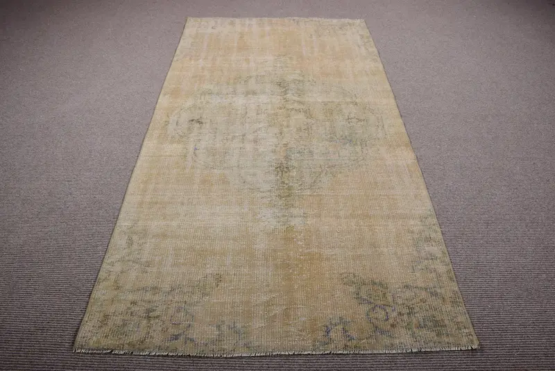 Alfombra persa marrón y verde, decoración elegante de 4x7,8 pies