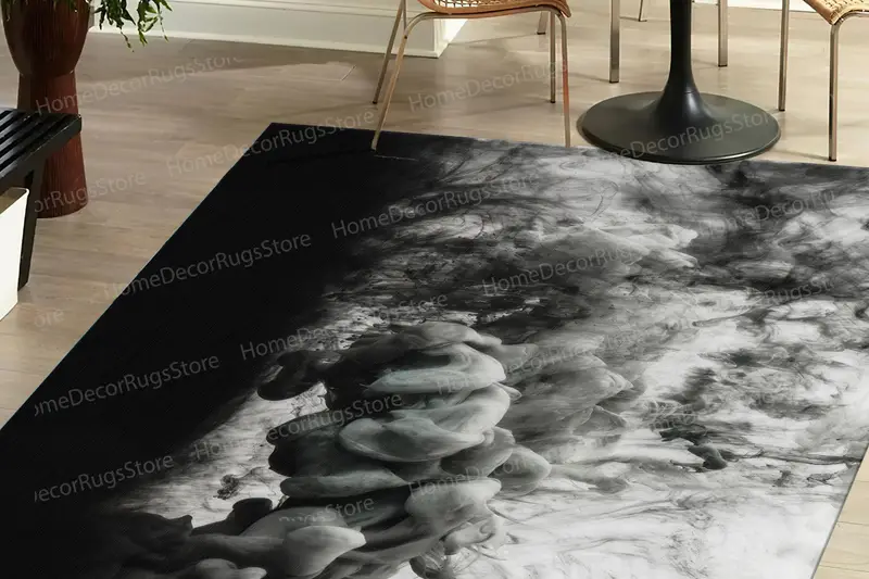 Alfombra estampada contemporánea gris ahumado para decoración de loft y granja