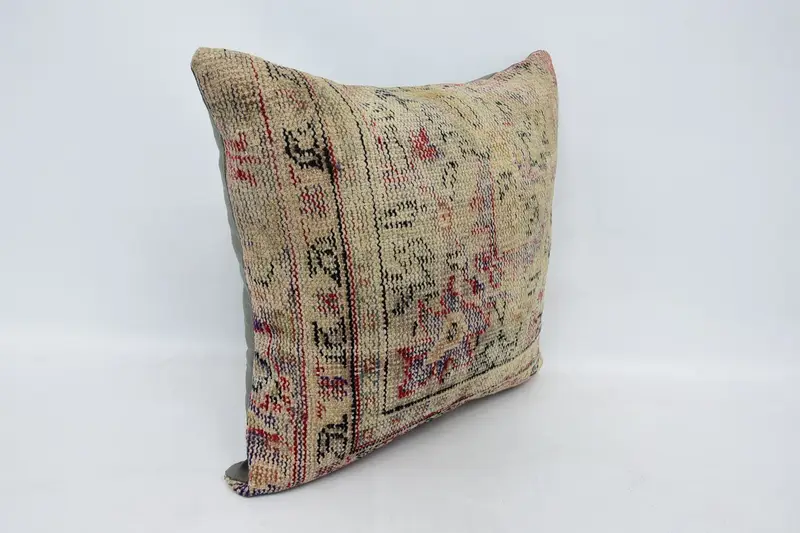 Authentic Pillow, Vintage Kilim Throw Pillow, Throw Kilim Pillow, 24x24 Beige Pillow Sham, Pillow Sham, Seat Pillow, Vintage Kilim Pillow - 3