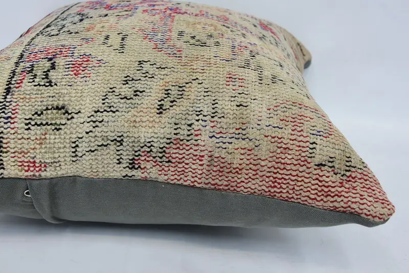 Authentic Pillow, Vintage Kilim Throw Pillow, Throw Kilim Pillow, 24x24 Beige Pillow Sham, Pillow Sham, Seat Pillow, Vintage Kilim Pillow - 5