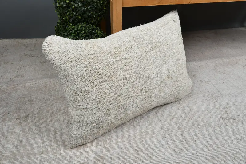 Authentic Pillow Sham, 16x24 Beige Pillow Case, Handmade Kilim Cushion, Kilim Cushion Sham, Interior Designer Pillow, Cushion Case - 7