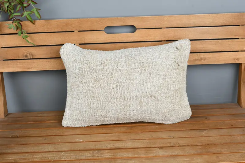 Authentic Pillow Sham, 16x24 Beige Pillow Case, Handmade Kilim Cushion, Kilim Cushion Sham, Interior Designer Pillow, Cushion Case - 6