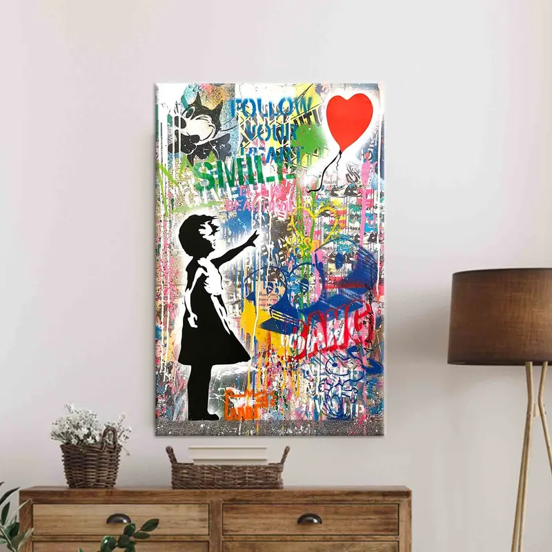 Modern Banksy Balon Kız Kanvas Tablo - Soyut Sanat