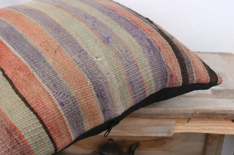 Aesthetic Cushion Cover, Gift Pillow, 16x16 Purple Cushion Case, Vintage Kilim Throw Pillow, Kilim Pillow Cover, Cushion Cover - 6