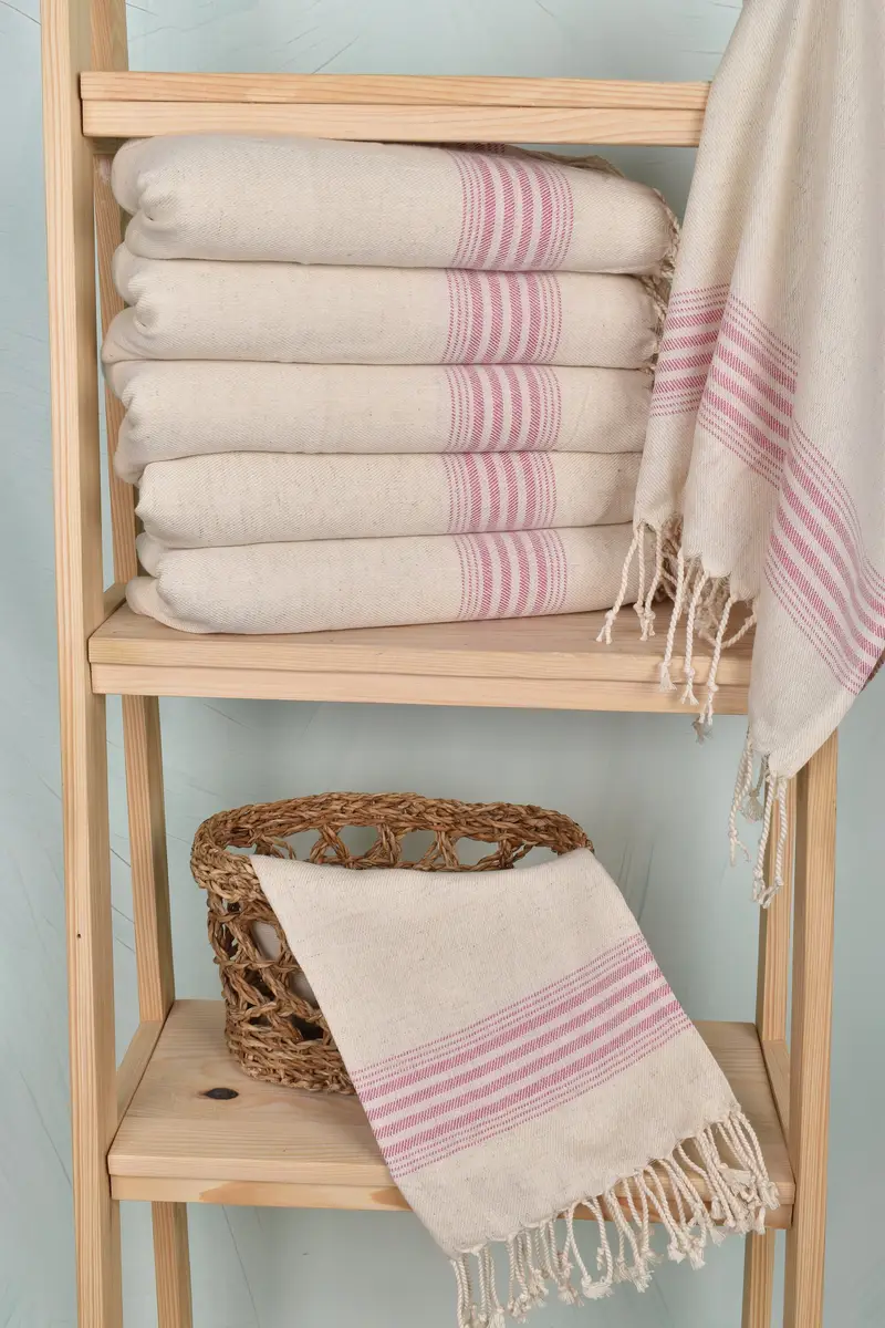 Christmas Favors, Small Bath Towels, 36x18 Linen Striped Towel, Bachelorette Towel, Bridesmaid Gifts, Beach Theme Wedding Gift, Bathroom Towels - 3