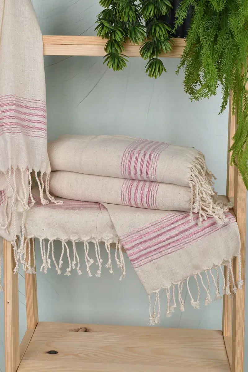 Christmas Favors, Small Bath Towels, 36x18 Linen Striped Towel, Bachelorette Towel, Bridesmaid Gifts, Beach Theme Wedding Gift, Bathroom Towels - 6