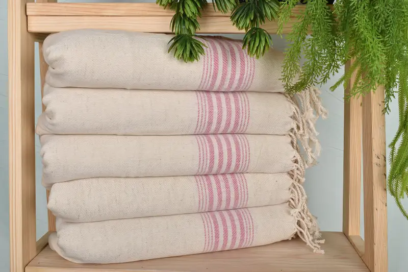 Christmas Favors, Small Bath Towels, 36x18 Linen Striped Towel, Bachelorette Towel, Bridesmaid Gifts, Beach Theme Wedding Gift, Bathroom Towels - 1