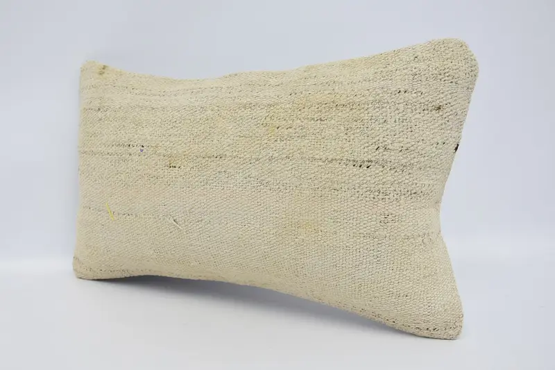Cotton Pillow Case, Vintage Kilim Pillow, 12x20 Beige Pillow Case, Pillow, Boho Pillow, Ethnical Kilim Rug Pillow - 4
