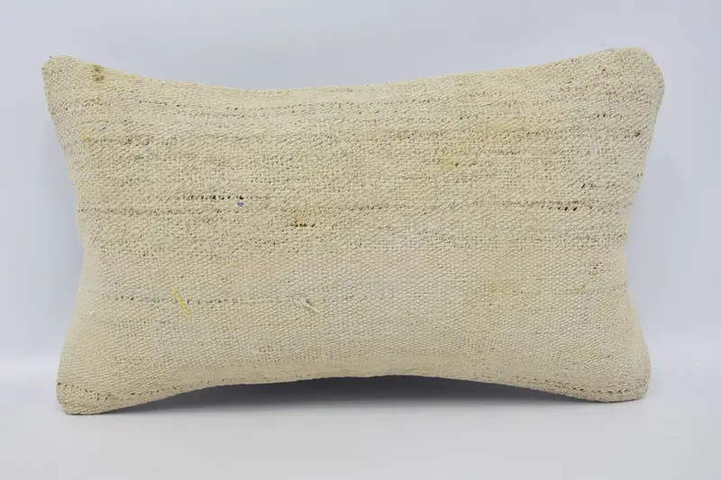 Cotton Pillow Case, Vintage Kilim Pillow, 12x20 Beige Pillow Case, Pillow, Boho Pillow, Ethnical Kilim Rug Pillow - 1