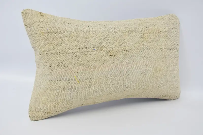 Cotton Pillow Case, Vintage Kilim Pillow, 12x20 Beige Pillow Case, Pillow, Boho Pillow, Ethnical Kilim Rug Pillow - 3