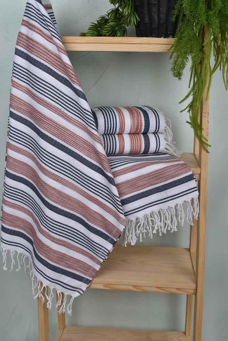 Summer Gift Ideas, Custom Towel, Peshtemal Towel, Fouta towel, Boyfriend Christmas Gift, Oversized Beach Towel, 70x36 Cotton Striped Towel - 6