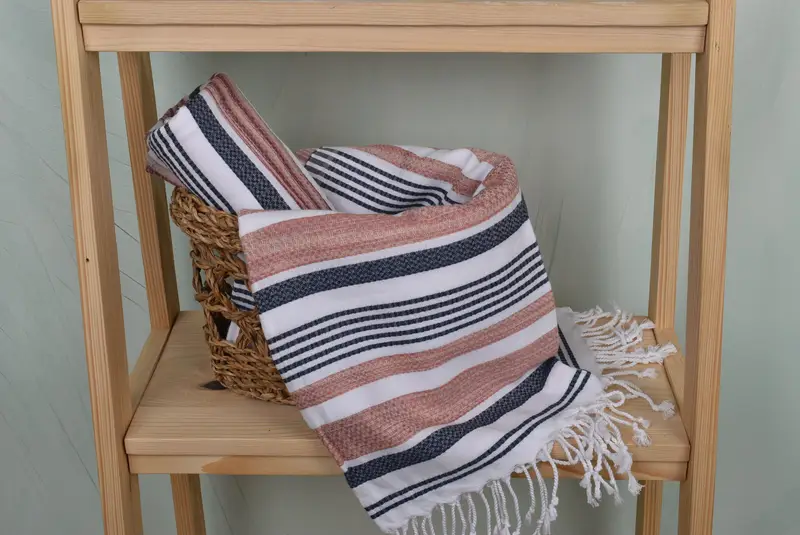 Summer Gift Ideas, Custom Towel, Peshtemal Towel, Fouta towel, Boyfriend Christmas Gift, Oversized Beach Towel, 70x36 Cotton Striped Towel - 4