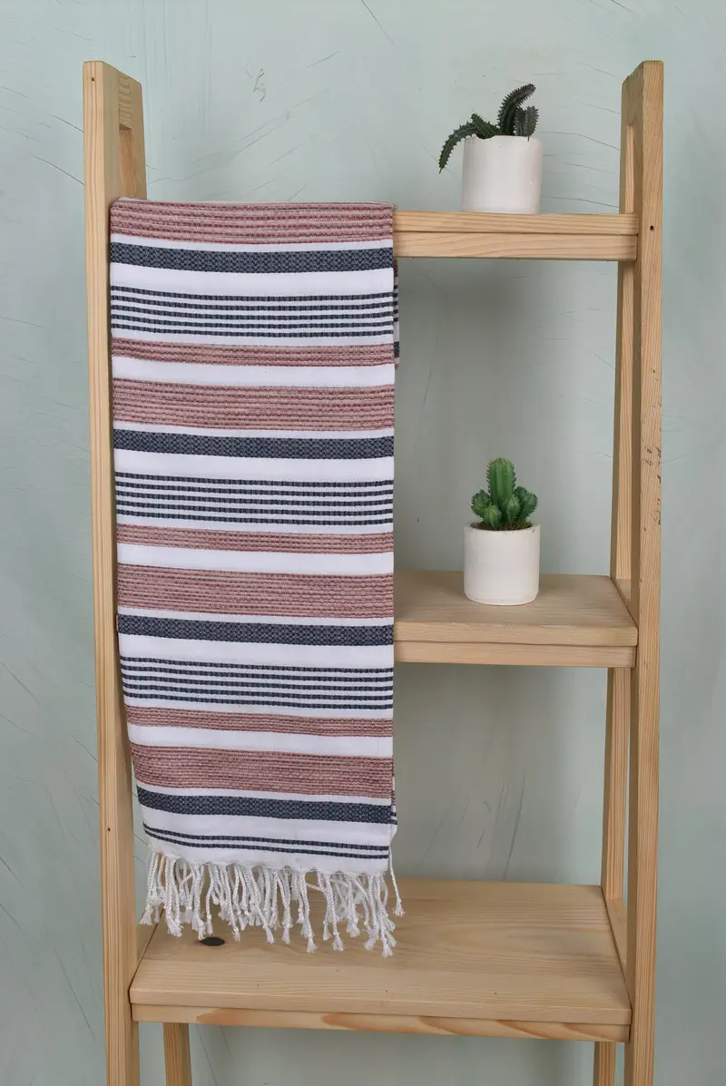 Summer Gift Ideas, Custom Towel, Peshtemal Towel, Fouta towel, Boyfriend Christmas Gift, Oversized Beach Towel, 70x36 Cotton Striped Towel - 8