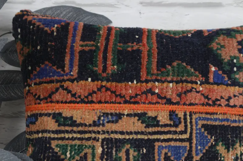 Toss Pillow Cover, 18x18 Orange Pillow, Vintage Pillow, Cotton Cushion Cover, Boho Pillow Sham Cover, Handmade Kilim Cushion, Pillow Sham - 2