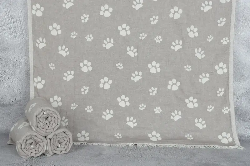 Valentines Day Gift For Him, 70x36 Cotton Paw Design Towel, Wedding Gift, Summer Towel, Bachelorette Party Gifts Bridesmaids, Monogram Turkish Towel - 1