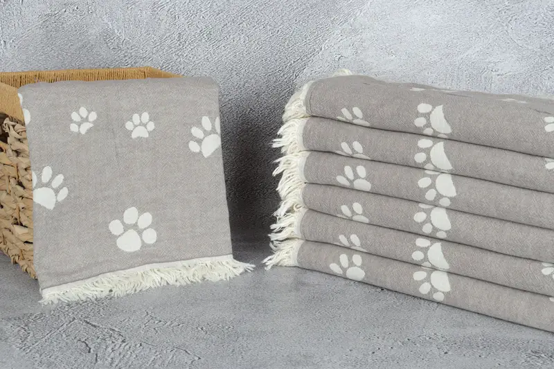 Valentines Day Gift For Him, 70x36 Cotton Paw Design Towel, Wedding Gift, Summer Towel, Bachelorette Party Gifts Bridesmaids, Monogram Turkish Towel - 4