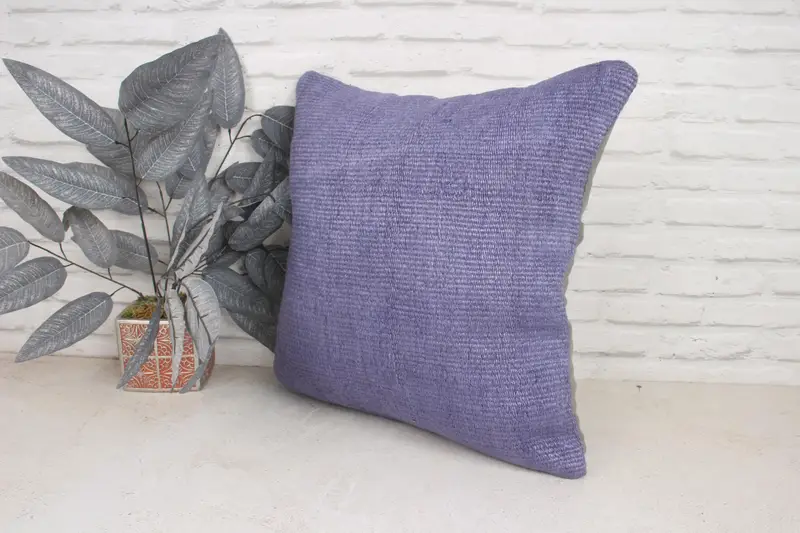 Kilim Cushion Sham, Gift Pillow, 20x20 Purple Pillow, Bright Cushion Case, Vintage Pillow, Natural Pillow Cover, Pillow Cover - 4