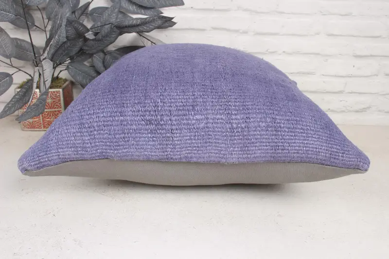 Kilim Cushion Sham, Gift Pillow, 20x20 Purple Pillow, Bright Cushion Case, Vintage Pillow, Natural Pillow Cover, Pillow Cover - 5