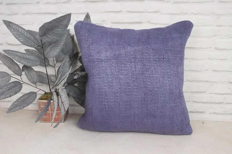 Kilim Cushion Sham, Gift Pillow, 20x20 Purple Pillow, Bright Cushion Case, Vintage Pillow, Natural Pillow Cover, Pillow Cover - 1