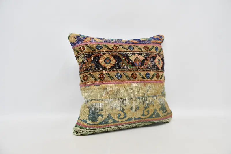 Custom Cushion, Retro Throw Pillow, 24x24 Blue Pillow Case, Turkish Kilim Pillow, Vintage Kilim Pillow, Pillow Case, Antique Pillows - 3