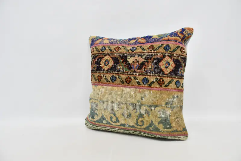 Custom Cushion, Retro Throw Pillow, 24x24 Blue Pillow Case, Turkish Kilim Pillow, Vintage Kilim Pillow, Pillow Case, Antique Pillows - 4