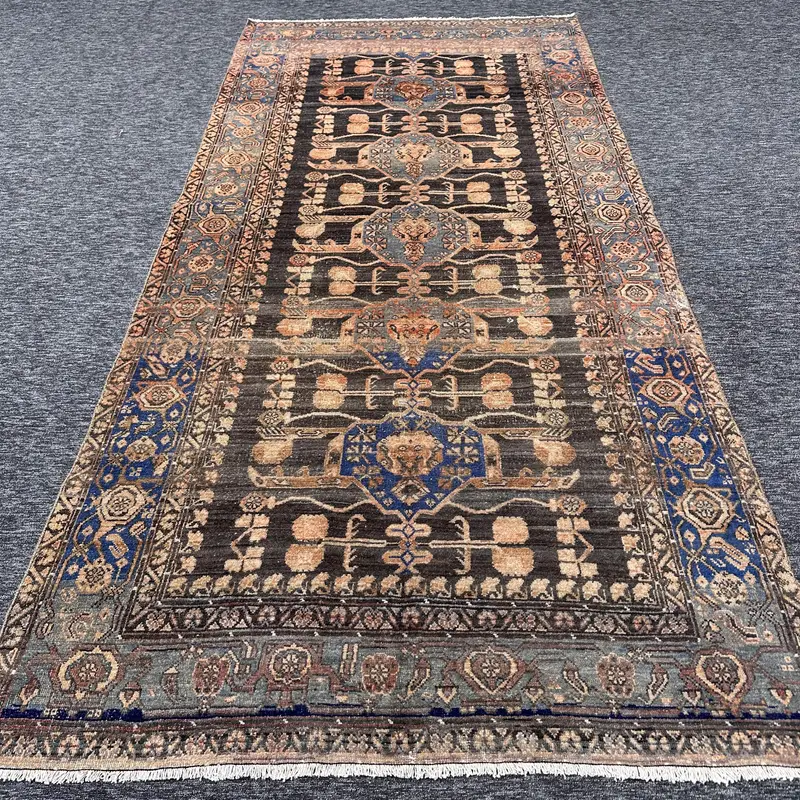 Alfombra abstracta marrón, decoración elegante de 0,4x10,5 pies