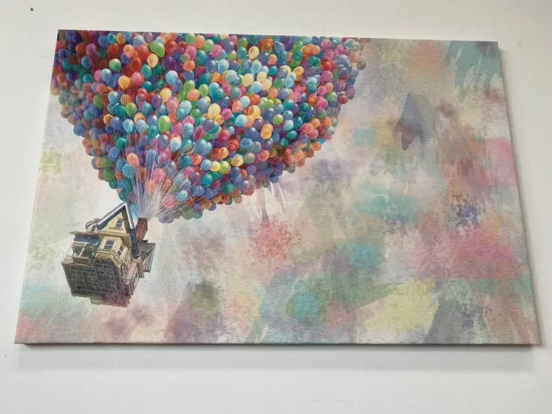 Up film duvar sanatı, pixar duvar sanatı, yukarı pixar tuval, up poster, çocuk odası dekor, suluboya baskısı, disney hediye, yukarı pixar poster, balonlar - 1