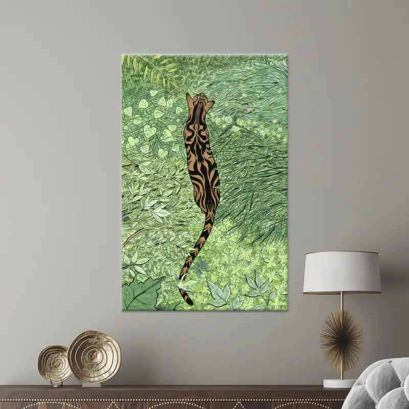 Modern Boho Yeşil Safari Kanvas Tablo Baskı - Soyut Sanat