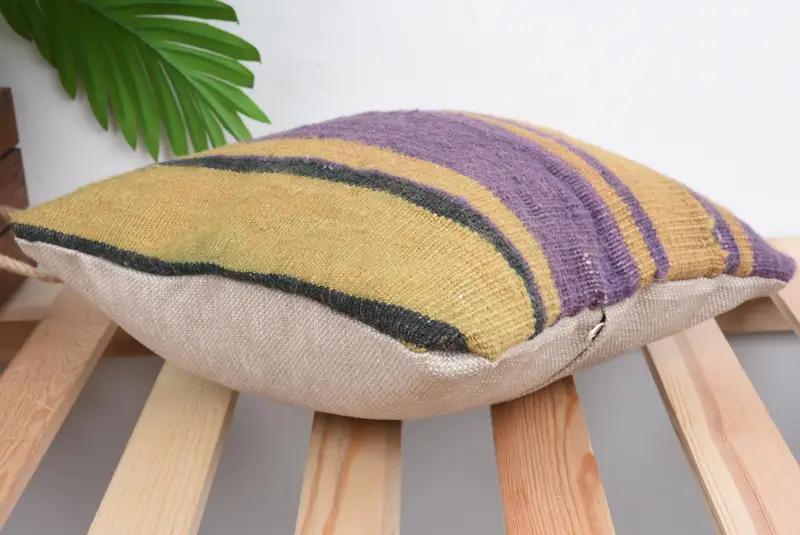 Kilim Pillow, Bed Cushion Case, Pillow Cover, 12x12 Purple Pillow Cover, Vintage Kilim Throw Pillow, Meditation Cushion, Kilim Pillow Cover - 6