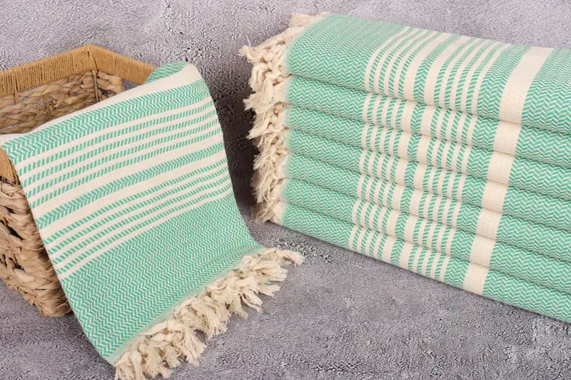 Quick-Dry Beach Towel, Spa Gift Towel, 70x40 Cotton Striped Towel, Customized Turkish Towel, Sand-resistant towel, Personalised Gift, Wedding Favors - 3