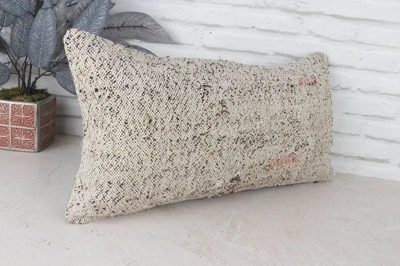 Luxury Pillow Case, Antique Pillows, Cushion Cover, Kilim Cushion Sham, Ethnical Kilim Rug Pillow, 12x24 White Pillow, Nomadic Pillow - 4