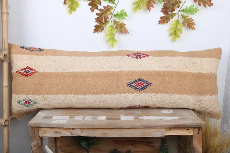 Pattern Throw Pillow, 16x48 White Pillow Sham, Cushion Case, Vintage Pillow, Gift Pillow, Vintage Kilim Pillow, Decorative Throw Pillow Case - 2