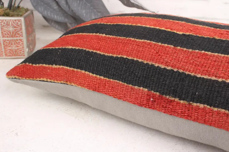 Pillow Sham, 12x20 Brown Pillow Case, Turkish Bench Cushion Case, Kilim Cushion Sham, Kilim Rug Pillow Sham, Boho Pillow, Throw Kilim Pillow - 7
