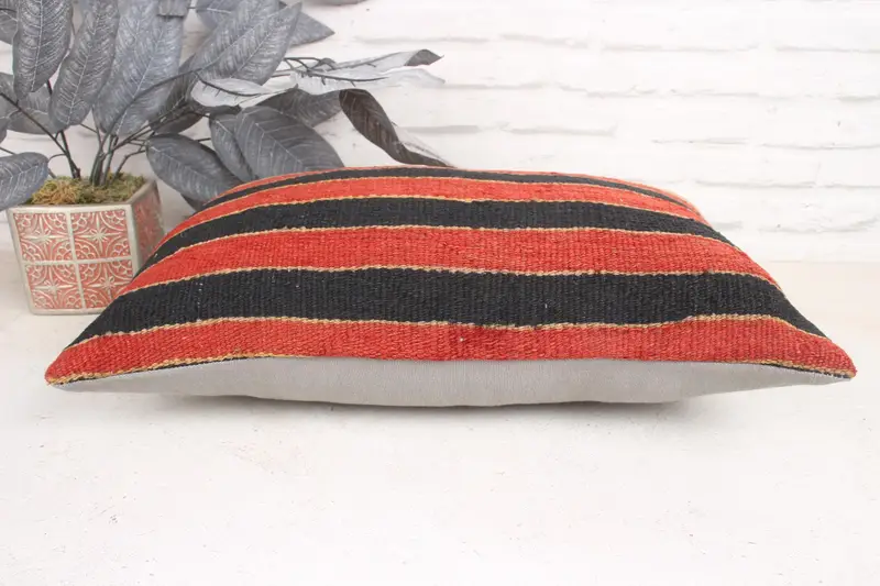Pillow Sham, 12x20 Brown Pillow Case, Turkish Bench Cushion Case, Kilim Cushion Sham, Kilim Rug Pillow Sham, Boho Pillow, Throw Kilim Pillow - 5
