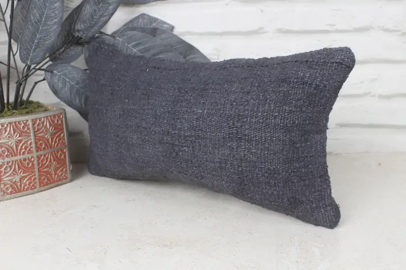 Ethnical Kilim Rug Pillow, Accent Pillow Cover, Pillow Sham, Retro Throw Cushion, Turkish Kilim Pillow, 8x16 Gray Pillow Cover, Throw Kilim Pillow - 3